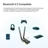 Adaptador PCIe TP-Link AX1800 Wi-Fi 6 Bluetooth 5.2, interno, sem fios, PCI Express, Wi-Fi / Bluetooth, 1800 Mbit/s, preto