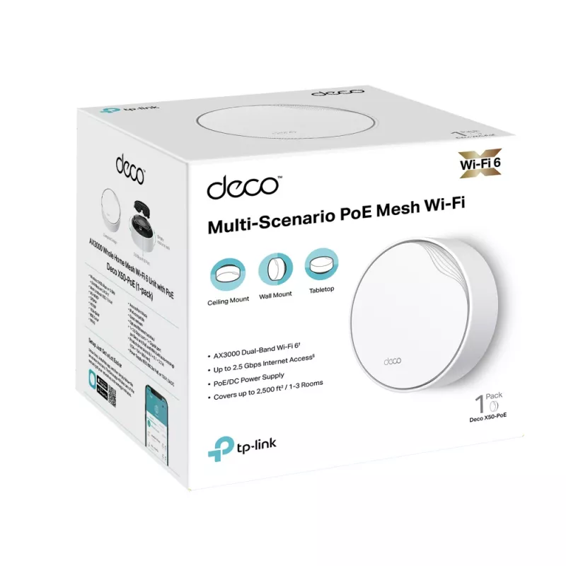 Unidade Mesh Wi-Fi 6 TP-Link AX3000 Whole Home com PoE