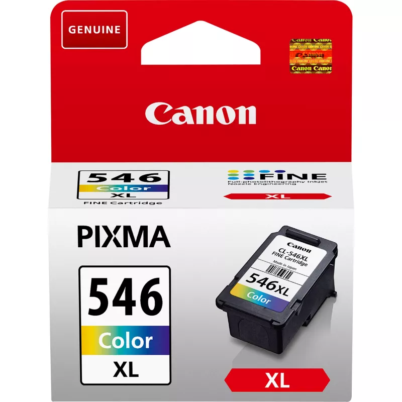 Tinteiro Canon CL-546XL C/M/Y cores de alta capacidade, rendimento elevado (XL), ciano, magenta, amarelo, tinta pigmentada, 1 unid., 300 páginas, embalagem individual