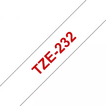 Fita de etiquetas Brother TZE-232 vermelho sobre branco