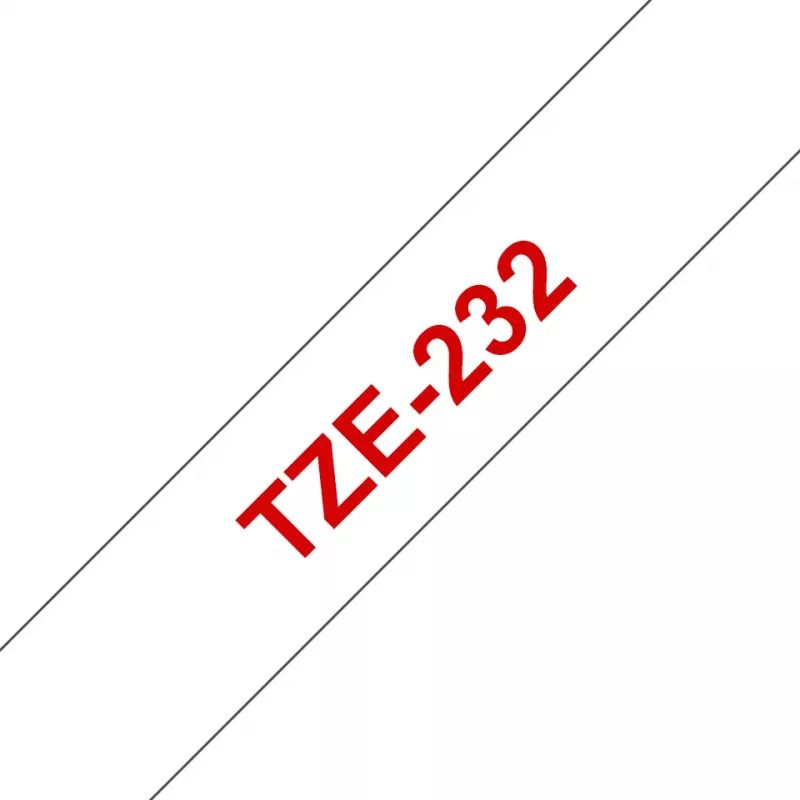 Fita de etiquetas Brother TZE-232 vermelho sobre branco