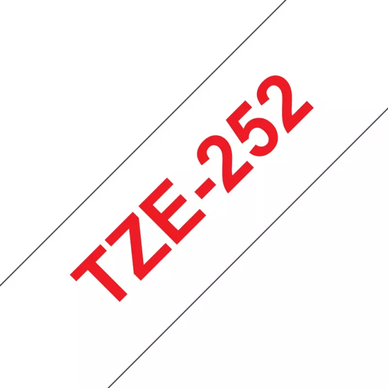 Fita de laminagem Brother TZe252 24mm vermelho sobre branco