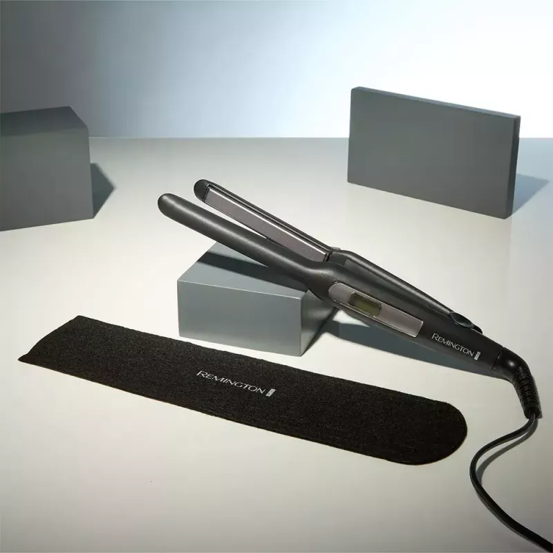 Prancha de cabelo Remington S5515 — 9 níveis de calor, placas de cerâmica, 120–240V, preta