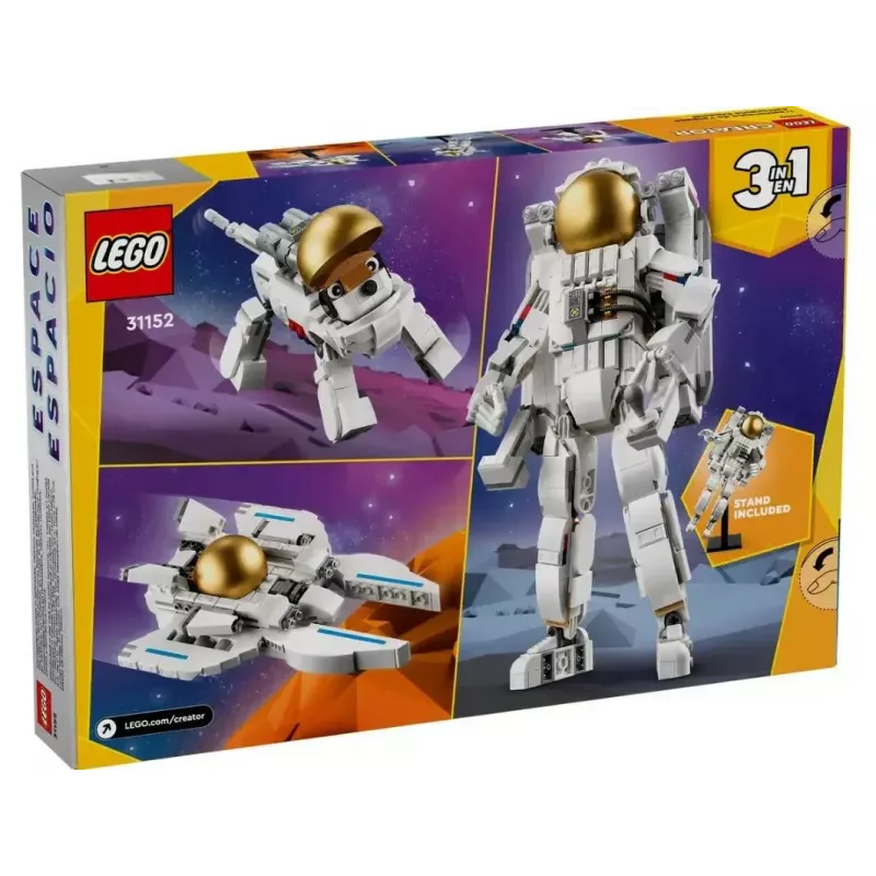 Brinquedo de construção LEGO Creator Conjunto 3-em-1 31152 Astronauta no espaço, 647 peças, idade 9+, altura 270 mm