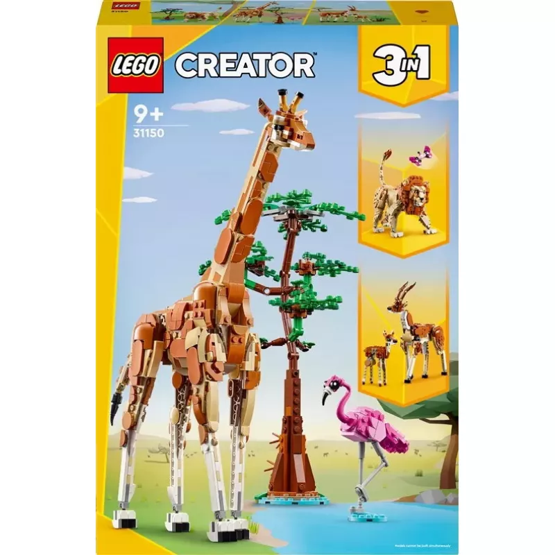 LEGO Creator 3-em-1 Conjunto de animais selvagens de safari de construção 31150 — 780 peças, altura 300 mm, idade 9+