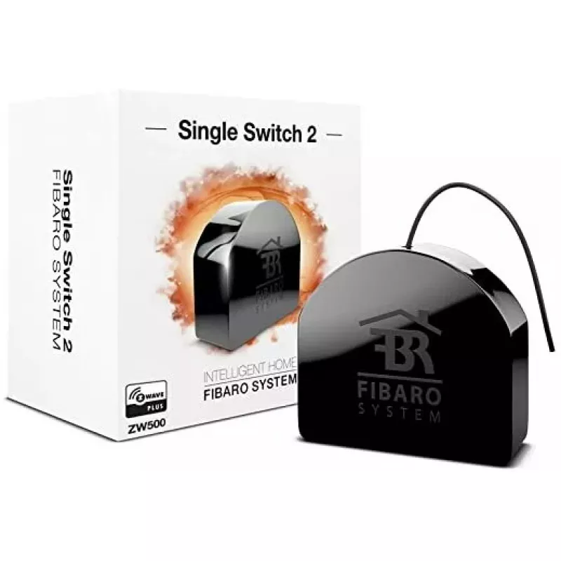 Módulo de relé de 2 canais para encastrar Fibaro FGS-224 Z-Wave Plus, 100–240V AC, 50/60Hz, máx. 9,5A, preto