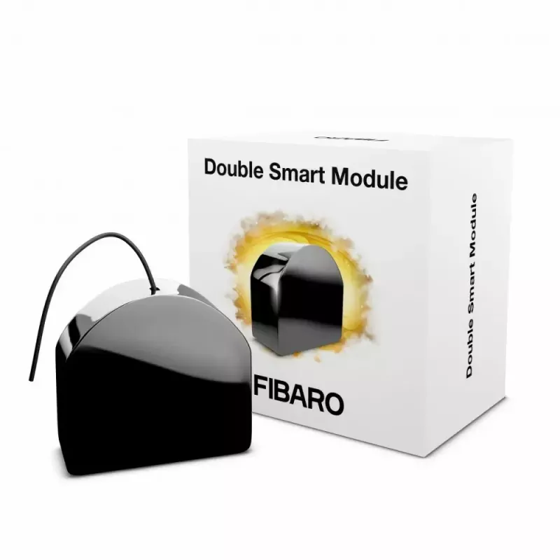 Módulo de relé de 2 canais para encastrar Fibaro FGS-224 Z-Wave Plus, 100–240V AC, 50/60Hz, máx. 9,5A, preto
