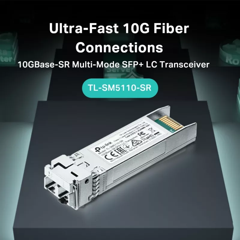 Transceptor TP-Link 10GBase-SR SFP+ LC, fibra ótica, 10000 Mbit/s, SFP+, LC (UPC), 50/125,62.5/125 µm, 300 m