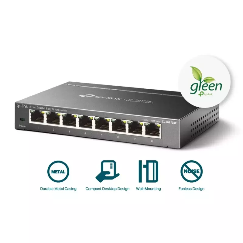 Switch gerido TP-Link TL-SG108E 8 portas Gigabit Easy Smart Switch