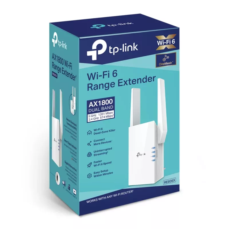 Repetidor de rede TP-Link AX1800 WiFi 6 Extender RE605X