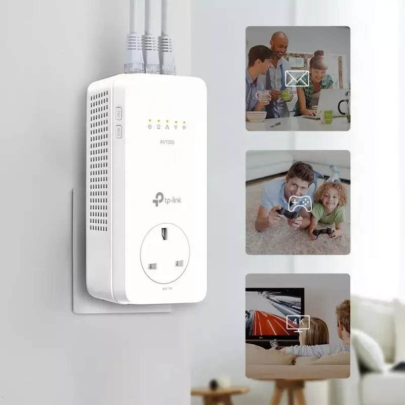 Adaptador de rede PowerLine TP-Link TL-WPA8631P 300 Mbit/s Ethernet LAN Wi-Fi branco 1 unid.