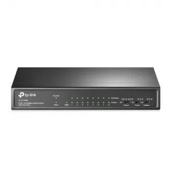 Switch de secretária TP-Link 9 portas 10/100Mbps com 8 portas PoE+