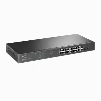 Switch TP-Link 18 portas Gigabit para rack com 16 PoE+, não gerido, Gigabit Ethernet (10/100/1000), duplex integral, Power over Ethernet (PoE), montagem em rack, 1U