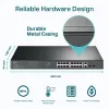 Switch TP-Link 18 portas Gigabit para rack com 16 PoE+, não gerido, Gigabit Ethernet (10/100/1000), duplex integral, Power over Ethernet (PoE), montagem em rack, 1U