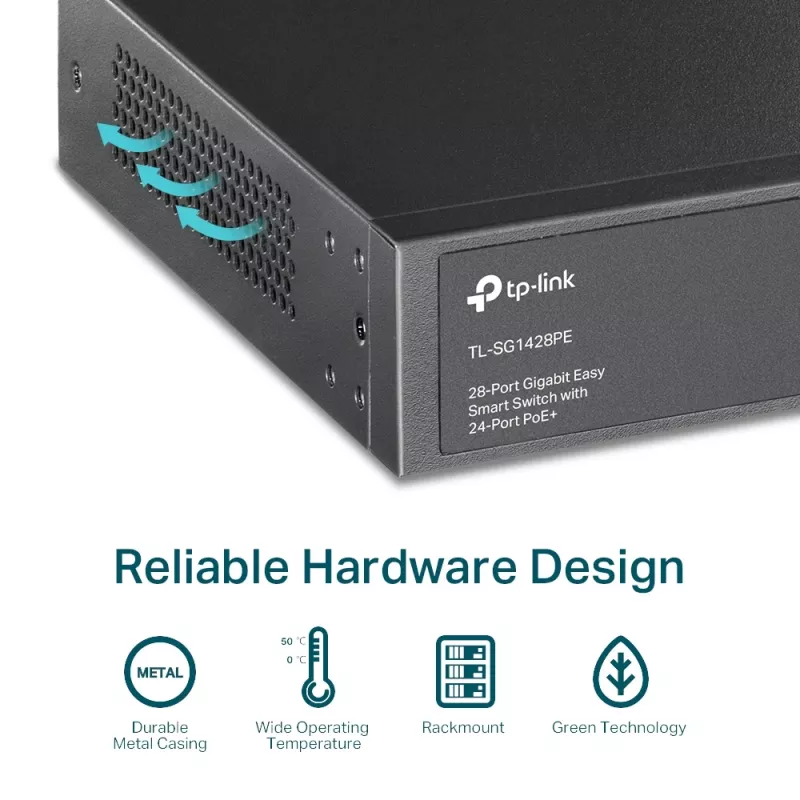 Switch gerido TP-Link TL-SG1428PE 28 portas Gigabit com 24 portas PoE+