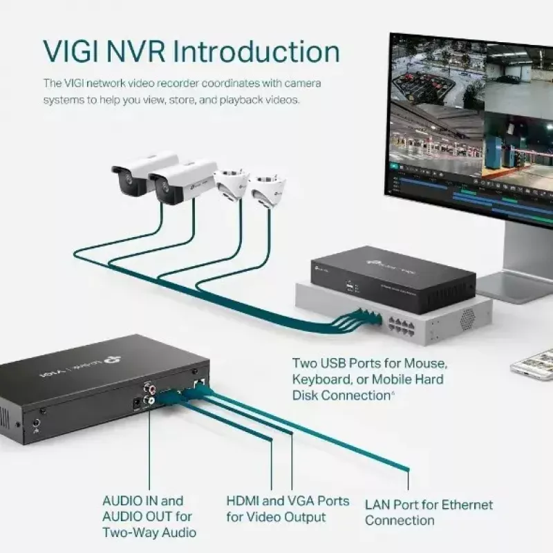 Gravador de vídeo em rede TP-LINK VIGI 8 canais