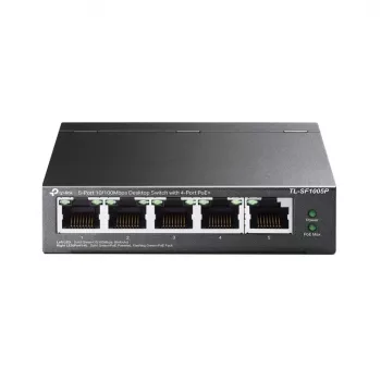 Switch PoE de secretária TP-Link 5 portas 10/100Mbps com 4 portas, não gerido, Fast Ethernet (10/100), duplex integral, Power over Ethernet (PoE)