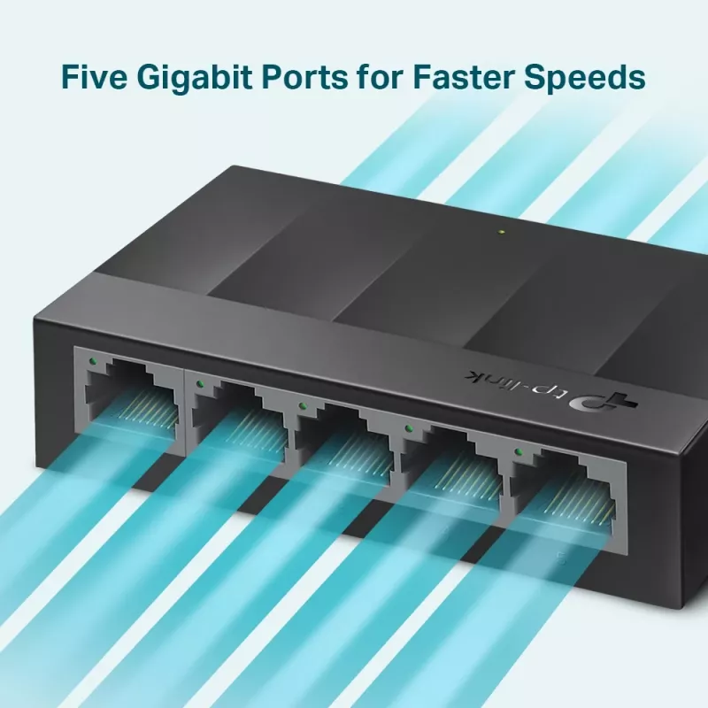 Switch de rede de secretária TP-Link 5 portas 10/100/1000Mbps, não gerido, Gigabit Ethernet (10/100/1000), para montagem na parede