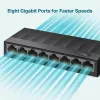 Switch de rede de secretária TP-Link 8 portas 10/100/1000Mbps, não gerido, Gigabit Ethernet (10/100/1000), para montagem na parede