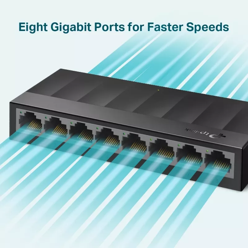 Switch de rede de secretária TP-Link 8 portas 10/100/1000Mbps, não gerido, Gigabit Ethernet (10/100/1000), para montagem na parede