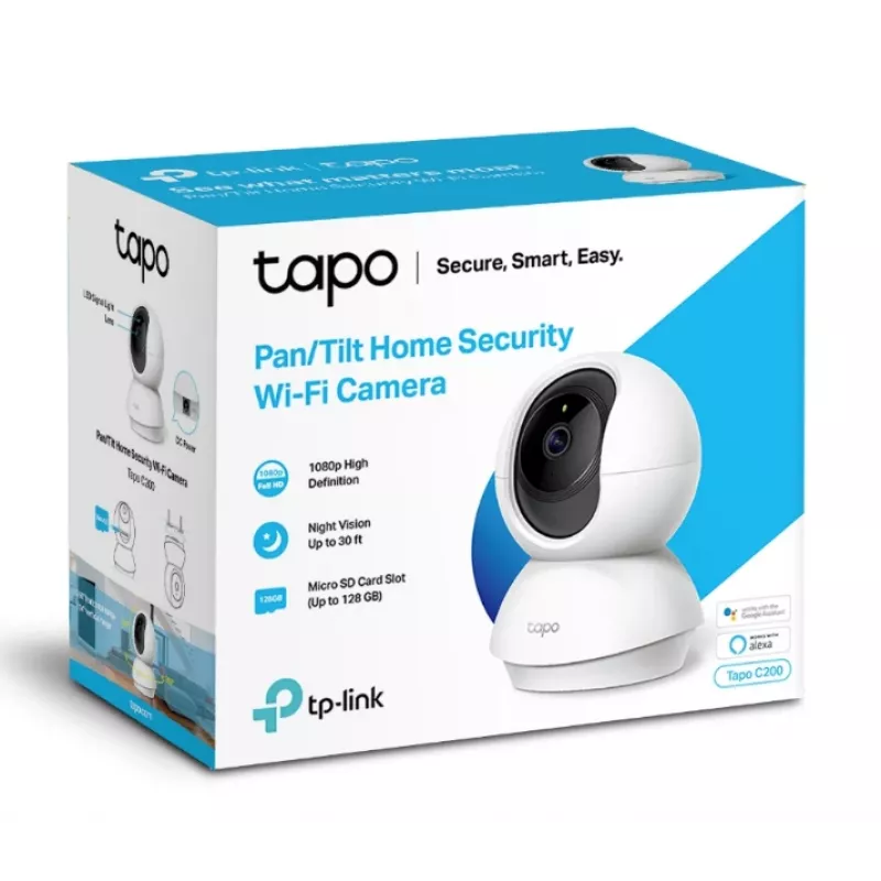 Câmara de vigilância WiFi TP-Link Tapo Pan/Tilt Home Security, câmara de segurança IP, interior, wireless, 2400 MHz, FCC, IC, CE, NCC, teto