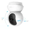 Câmara de vigilância WiFi TP-Link Tapo Pan/Tilt Home Security, câmara de segurança IP, interior, wireless, 2400 MHz, FCC, IC, CE, NCC, teto