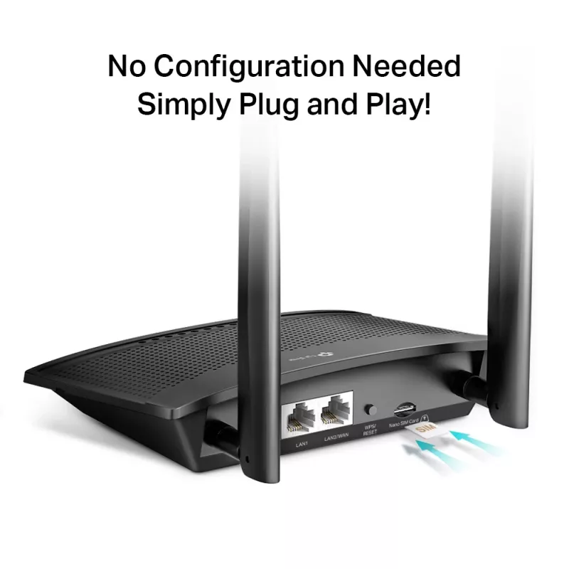 Router WLAN TP-Link TL-MR100 Fast Ethernet banda única (2,4 GHz) 4G preto