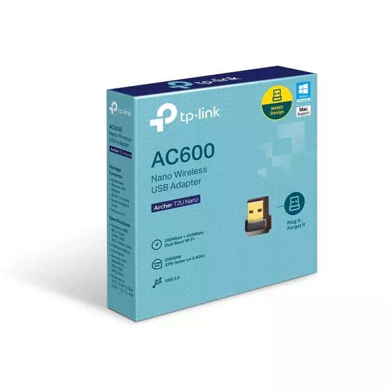 Adaptador USB Wi-Fi TP-Link Nano AC600 (Archer T2U Nano) – transceptor de rede wireless dualband 2,4G/5G