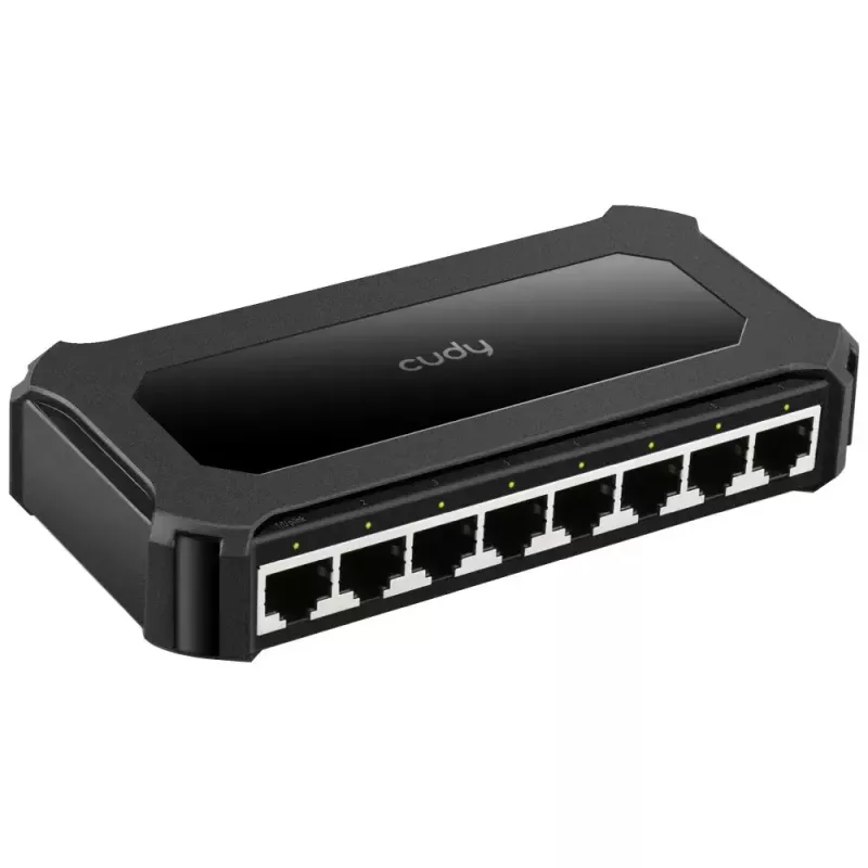 Switch de rede Cudy GS108D 8 portas Gigabit Ethernet (10/100/1000), comutação 16 Gbit/s, DC 5V, secretária, preto