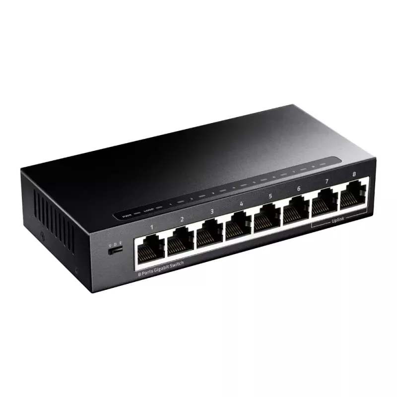 Switch de rede Cudy GS108 — 8 portas Gigabit Ethernet (10/100/1000), preto, capacidade de comutação 16 Gbit/s