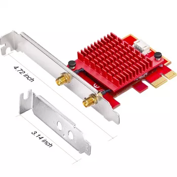 Placa de rede WLAN/Bluetooth PCIe interna Cudy WE3000S — tri-band 2.4/5/6 GHz, Intel AX210, Bluetooth 5.2, 2400 Mbit/s, Full-Height/Low-Profile