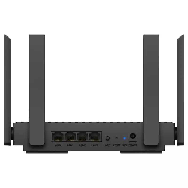 Router de secretária Cudy WR1500 — dualband (2,4/5 GHz), Wi‑Fi 6/4, 4x Gigabit LAN, MU‑MIMO, antenas externas
