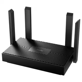 Router de secretária Cudy WR1500 — dualband (2,4/5 GHz), Wi‑Fi 6/4, 4x Gigabit LAN, MU‑MIMO, antenas externas