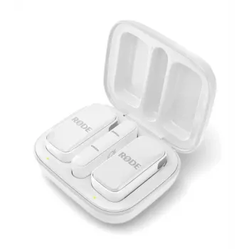 Microfone de lapela RØDE Wireless Micro — lavalier USB sem fios, 20–20000 Hz, 24-Bit, alcance 100 m, branco