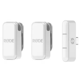 Microfone de lapela RØDE Wireless Micro — lavalier USB sem fios, 20–20000 Hz, 24-Bit, alcance 100 m, branco