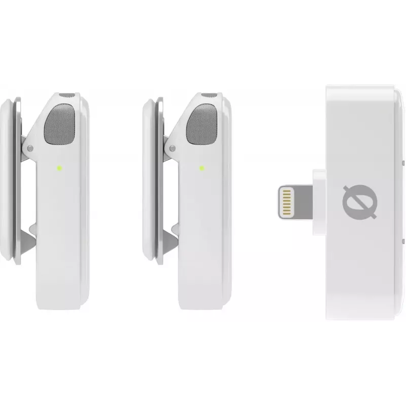 Sistema de microfone sem fios Rode Wireless Micro Lightning – omnidirecional, 48 kHz/24 bits, bateria de 7 h, alcance 100 m, branco