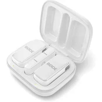 Sistema de microfone sem fios Rode Wireless Micro Lightning – omnidirecional, 48 kHz/24 bits, bateria de 7 h, alcance 100 m, branco