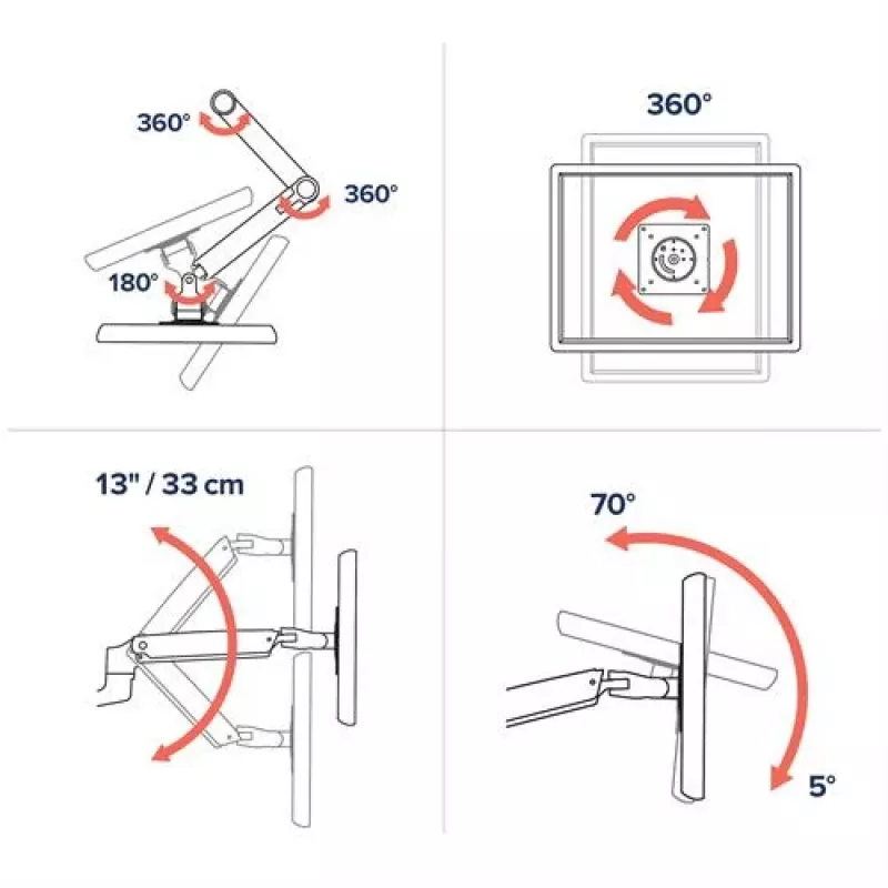 Braço de secretária Ergotron LX para monitor LCD, alumínio polido