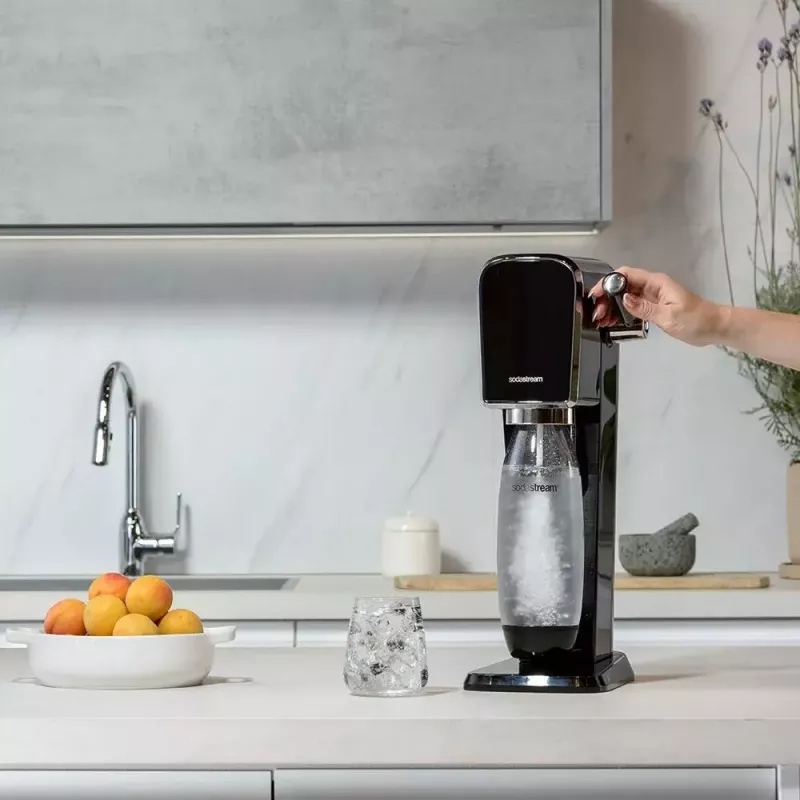 Máquina de gaseificar SodaStream ART Black Steel 1L Carbonator 60L