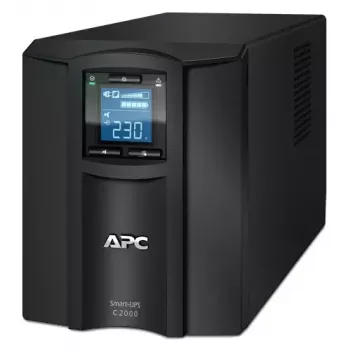 UPS APC Smart-UPS C, Line Interactive, 2000VA, torre, 230V, 6x saídas IEC C13+1x IEC C19, comunicação USB e série, AVR, LCD gráfico