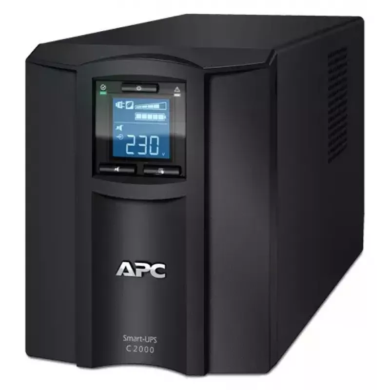 UPS APC Smart-UPS C, Line Interactive, 2000VA, torre, 230V, 6x saídas IEC C13+1x IEC C19, comunicação USB e série, AVR, LCD gráfico