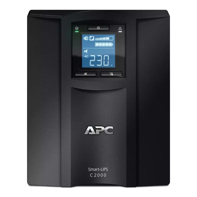 UPS APC Smart-UPS C, Line Interactive, 2000VA, torre, 230V, 6x saídas IEC C13+1x IEC C19, comunicação USB e série, AVR, LCD gráfico