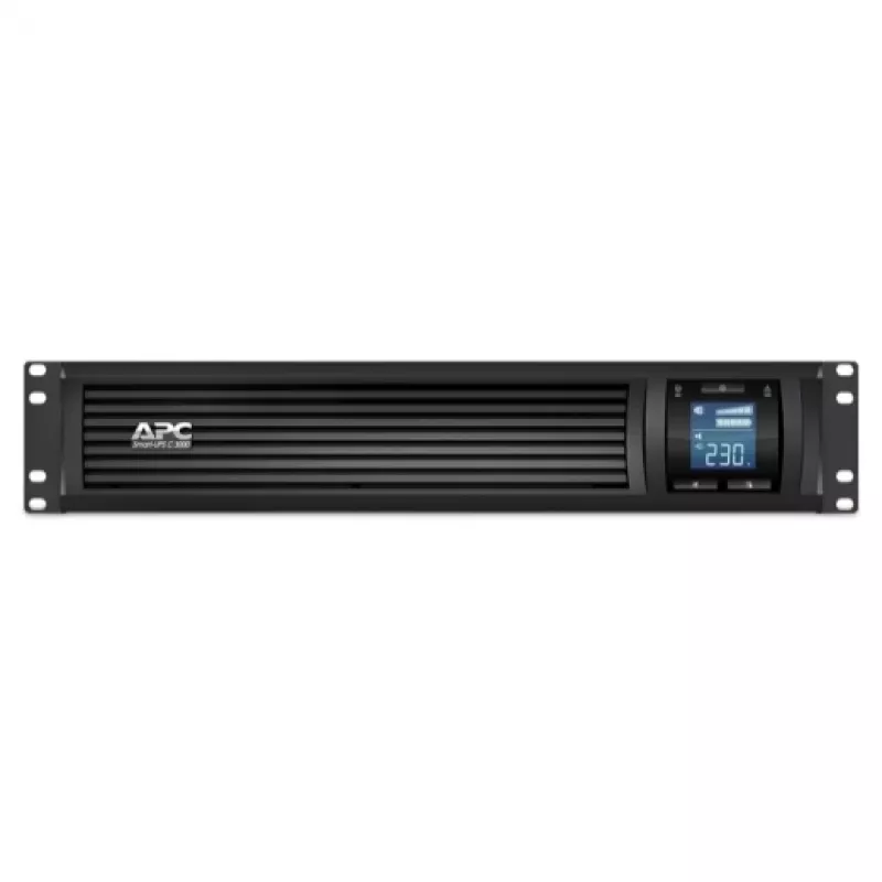 UPS APC Smart-UPS C, Line Interactive, 3kVA, montagem em rack 2U, 230V, 8x saídas IEC C13+1x IEC C19, comunicação USB e série, AVR, LCD gráfico