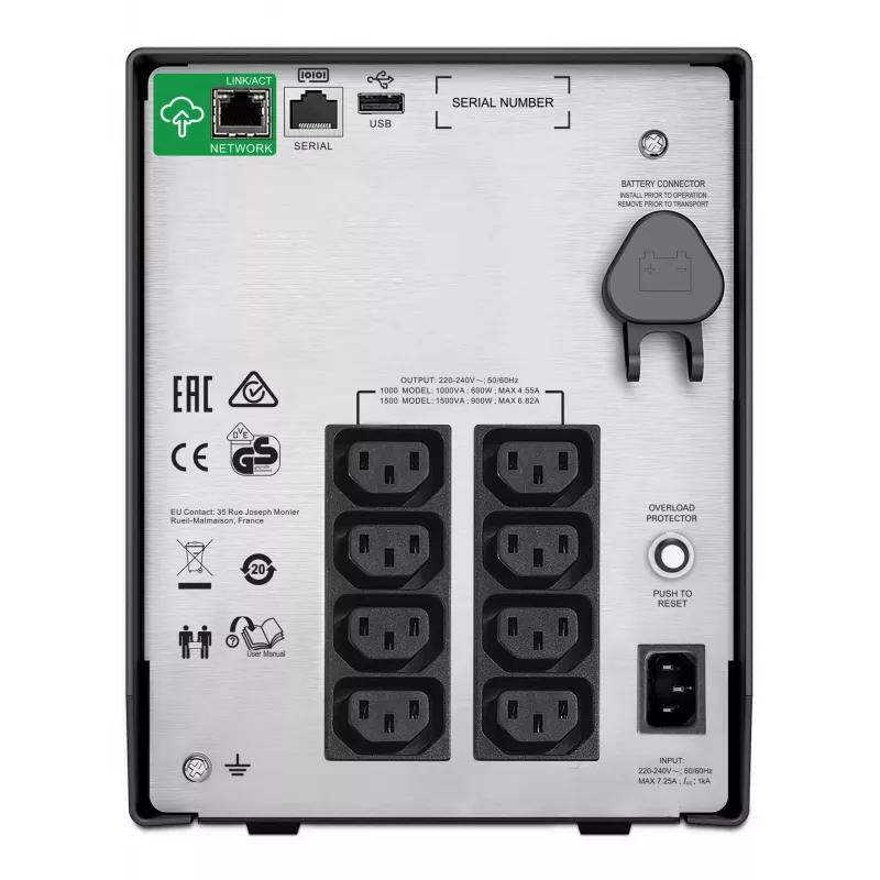 UPS APC Smart-UPS SMC1500IC - 8x C13, USB, SmartConnect, 1500VA, Line-Interactive, 1,5 kVA, 900 W, sinusoidal, 170 V, 300 V