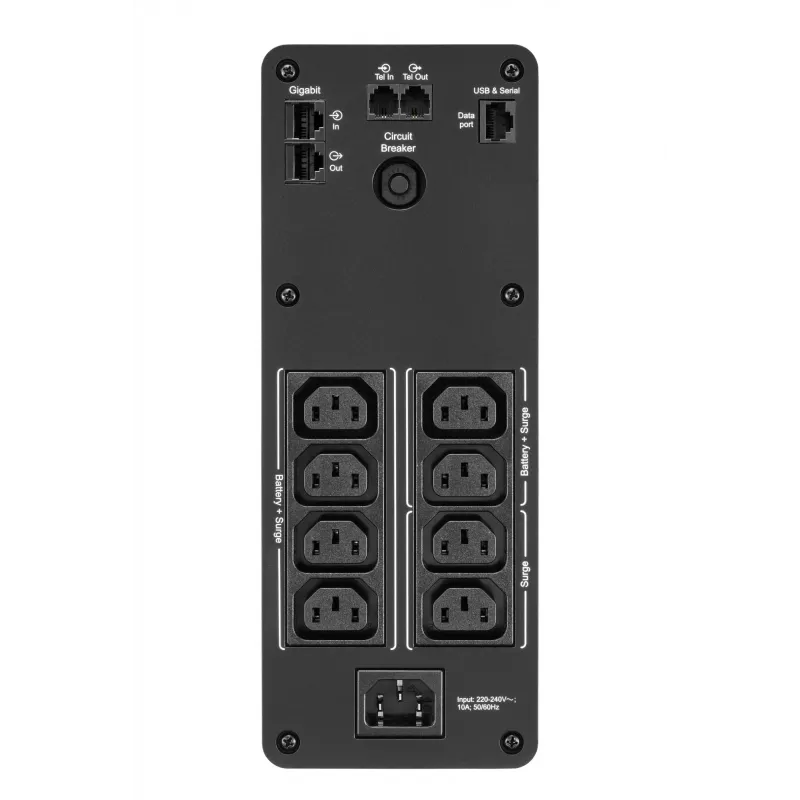 UPS APC Back-UPS Pro, 1200VA/720W, torre, 230V, 8x tomadas IEC C13, onda sinusoidal, AVR, ligações USB Type-A + C, LCD, bateria substituível pelo utilizador