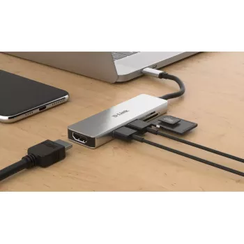Hub USB-C 5-em-1 D-Link com HDMI e leitor de cartões SD/microSD