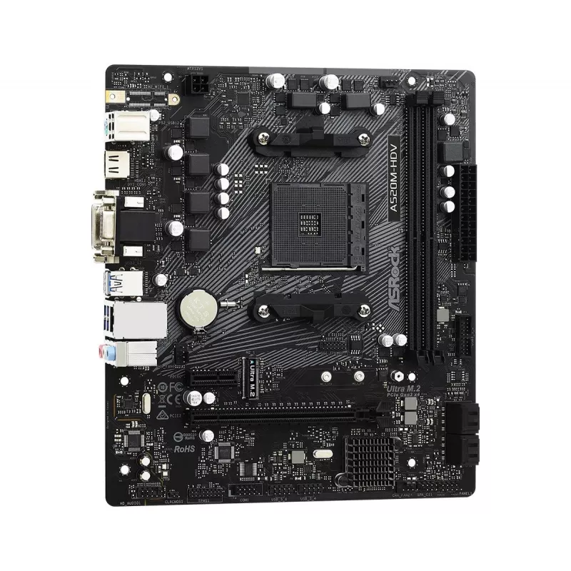 Placa-mãe ASRock A520M-HDV AM4 AMD A520 2 X DDR4 USB 3.2 SATA 3 7.1ch HD Audio mATX