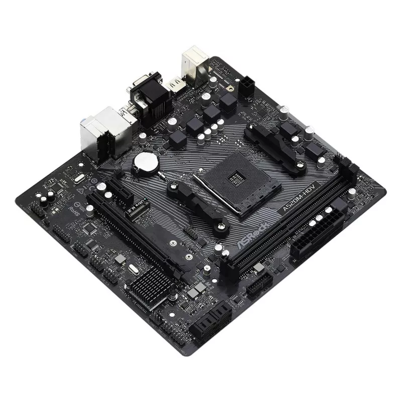 Placa-mãe ASRock A520M-HDV AM4 AMD A520 2 X DDR4 USB 3.2 SATA 3 7.1ch HD Audio mATX
