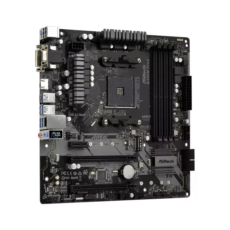 Placa-mãe ASRock B450M PRO4 AMD B450 Socket AM4 micro ATX