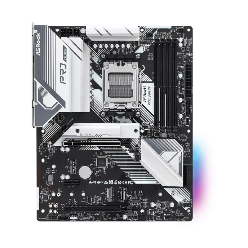 Placa-mãe ASRock B650 Pro RS — ATX, Socket AM5, AMD B650, DDR5, 4 DIMM, 128 GB, 2,5 Gb LAN, 1x M.2, HDMI, DisplayPort